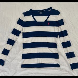 Ralph Lauren Sport Stripe Long Sleeve VNeck Size S